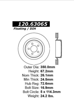 Bremsscheibe Hinten Mopar 2006-2015 Chrysler Dodge Premium Police Paket