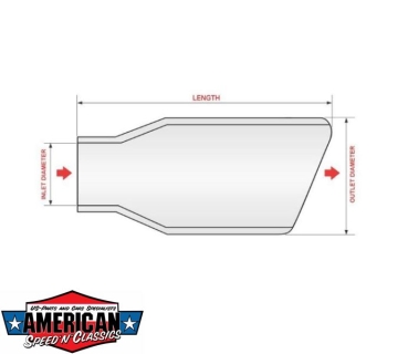 Auspuffendrohr 2.5" 63,5mm Edelstahl Poliert 3.5" Ausgang Länge 12" Universal Endrohr