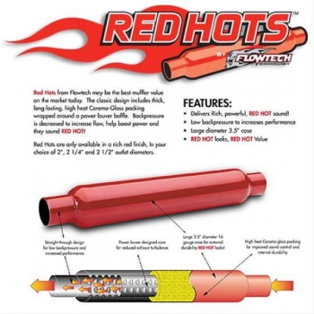 Auspuffbirne Cherry Bomb 2,5" 63,5mm Durchgangsdämpfer Red Hot Auspuff Birne