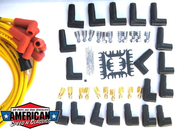 Accel Zündkabel Set 8mm Gelb 90° Super Stock Kupfer Ford Mopar Hot Rod