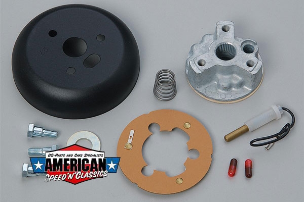 Grant - Steering Wheel Installation Kit, 3-Bolt, Matte Black, Aluminum, Ford, Studebaker, Galaxie, Thunderbird, Avanti