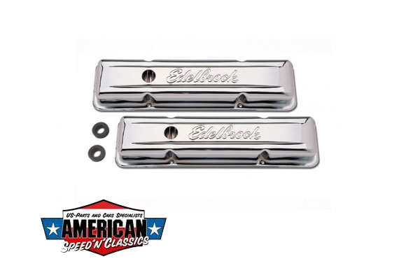 Ventildeckel Edelbrock Chevrolet Small Block -1986 Chrom Signature Serie